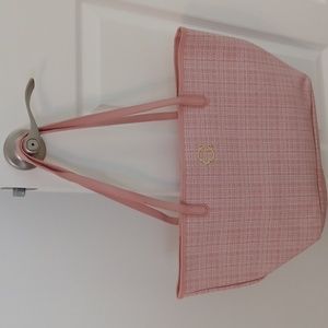 Pink vinyl tote bag